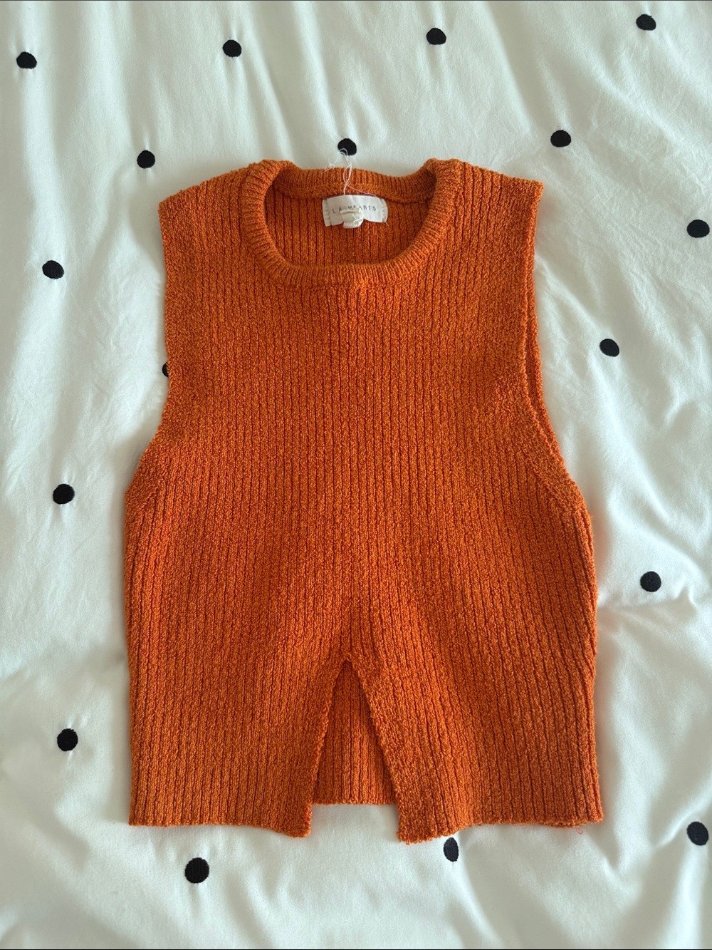 La Hearts Orange Ribbed Knit Crop Tank